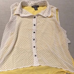 Yellow, white, and black top